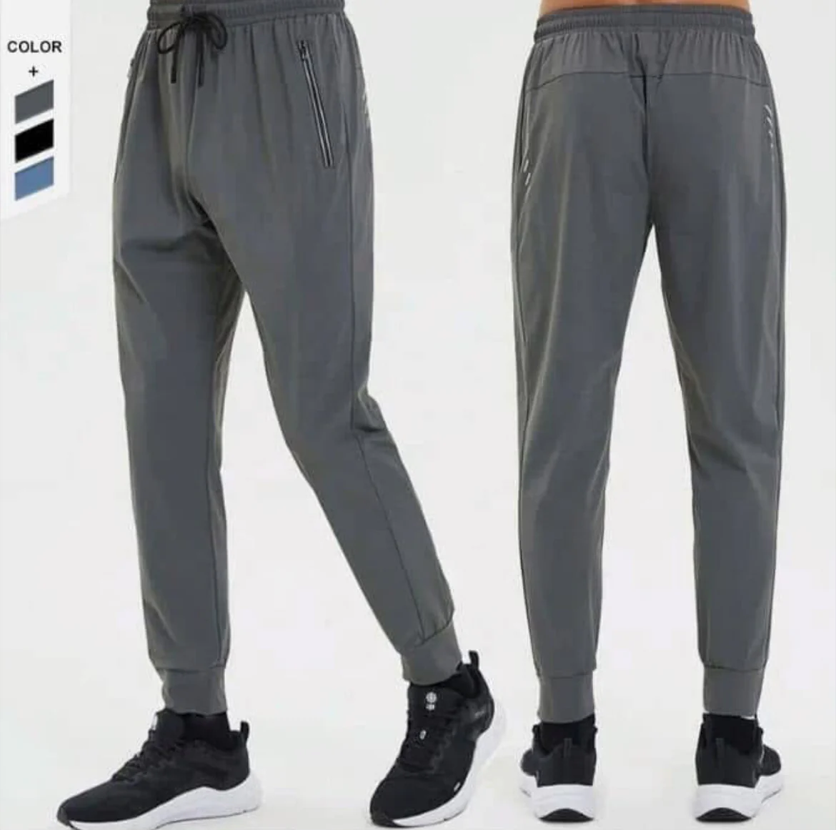 Pantalon de sport homme gris – Jogging slim fit, poches zippées, tissu respirant